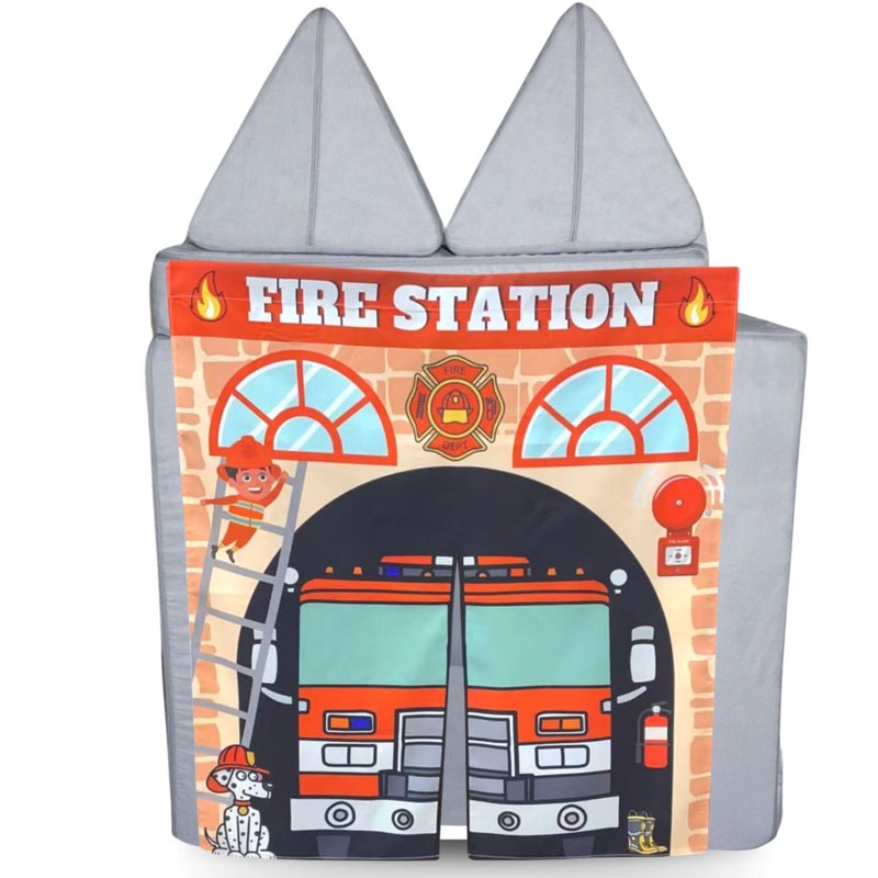 Couch Swag Play Panel for Childrens Foam Sofa Kids Couch (Firehouse) - Image 1